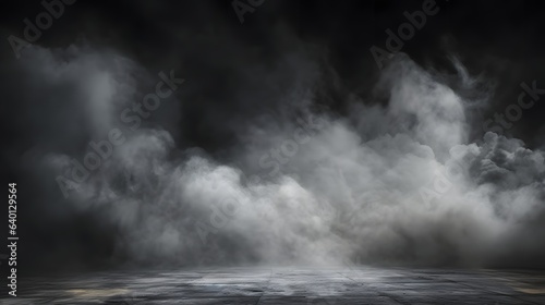 Texture dark concrete floor with mist or fog, AI generative