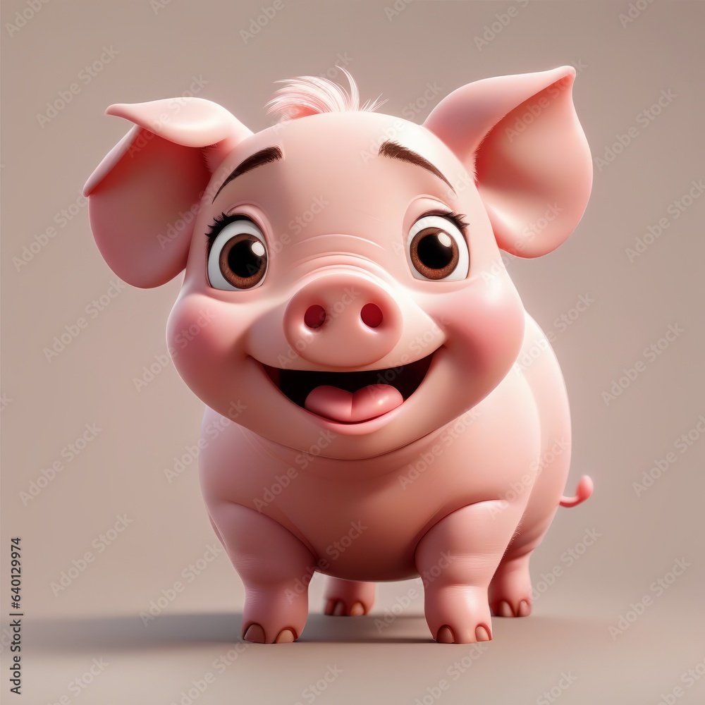 Cheerful piglet 3D rendering illustration Cheerful piglet 3D rendering illustration