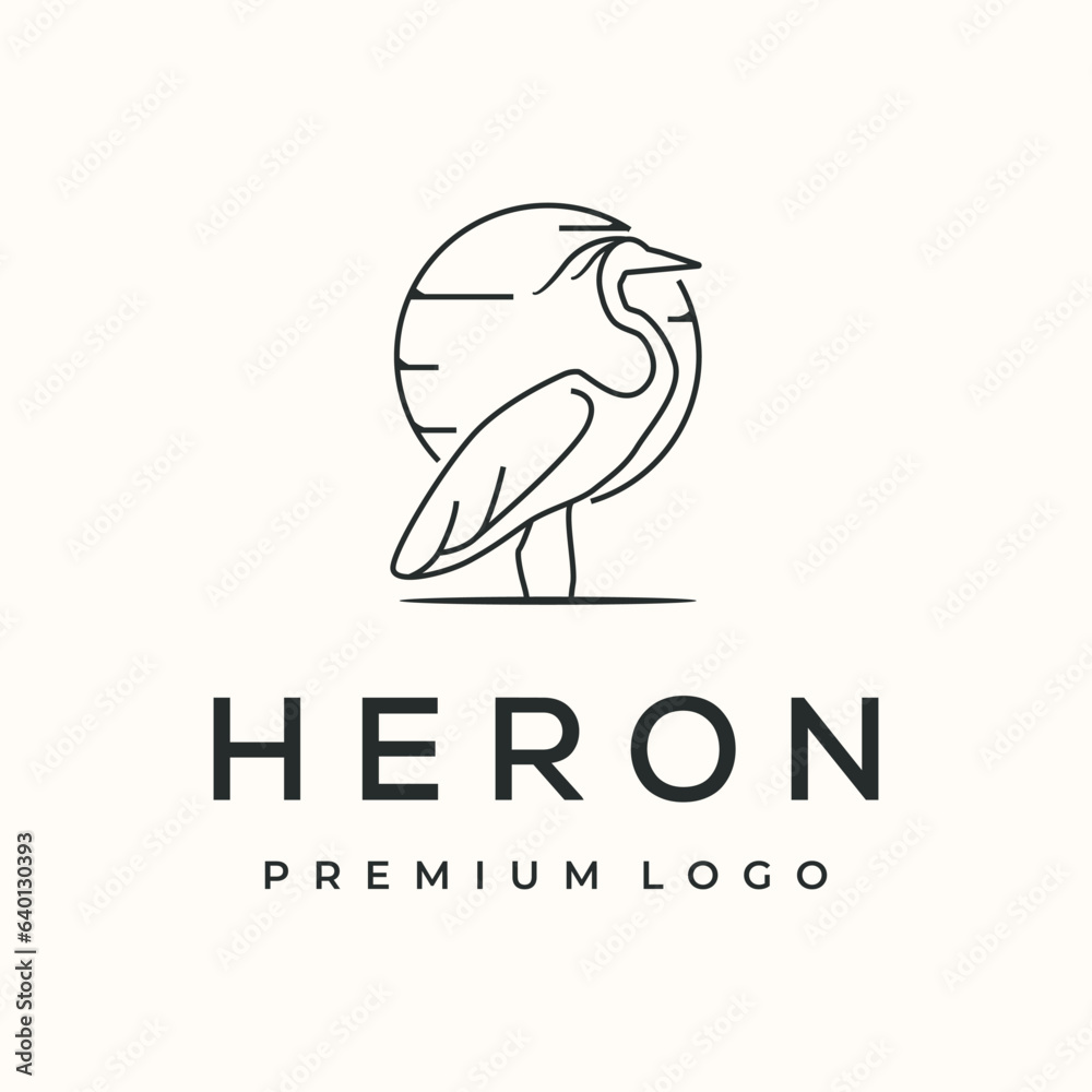 natural heron line art logo vector minimalist illustration design, wildlife heron logo design natural heron line art logo vector minimalist illustration design, wildlife heron logo design
