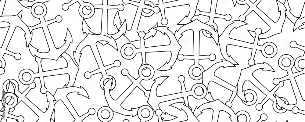 outline abstract anchor seamless pattern