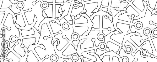 Fotografiet outline abstract anchor seamless pattern