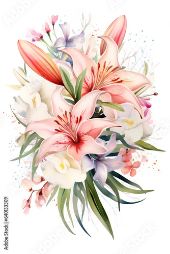flowers bouquet watercolor art design.