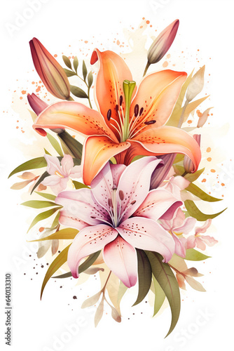 flowers bouquet watercolor art design.