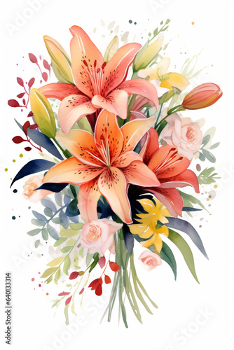 flowers bouquet watercolor art design.