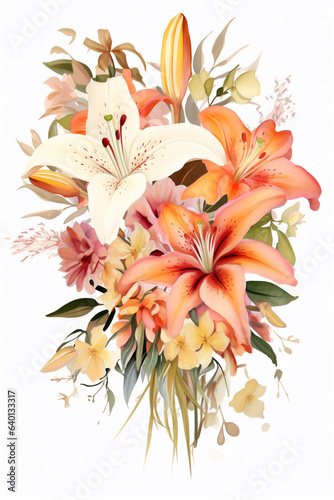 flowers bouquet watercolor art design.
