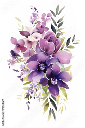 flowers bouquet watercolor art design.