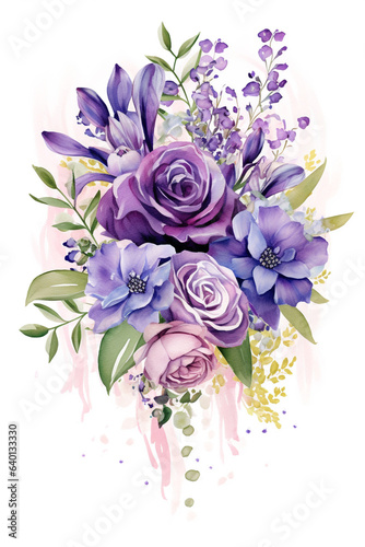 flowers bouquet watercolor art design.