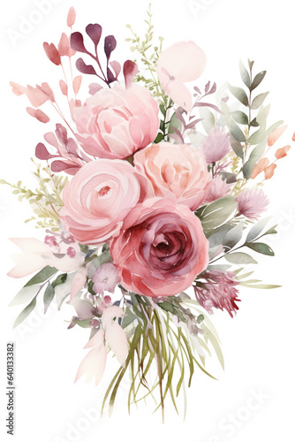 flowers bouquet watercolor art design.
