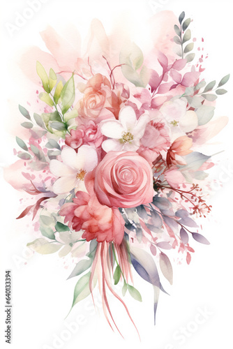 flowers bouquet watercolor art design.