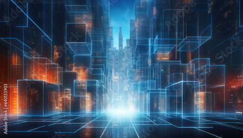 City network technology. A futuristic and abstract convergence of urban architecture  digital innovation  and seamless connectivity shaping the modern urban landscape