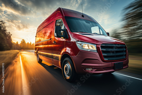 Delivery Van on High-Speed. Ensuring Swift and Reliable Transportation for Business Shipping and Freight Services on the Busy Highway of Commerce