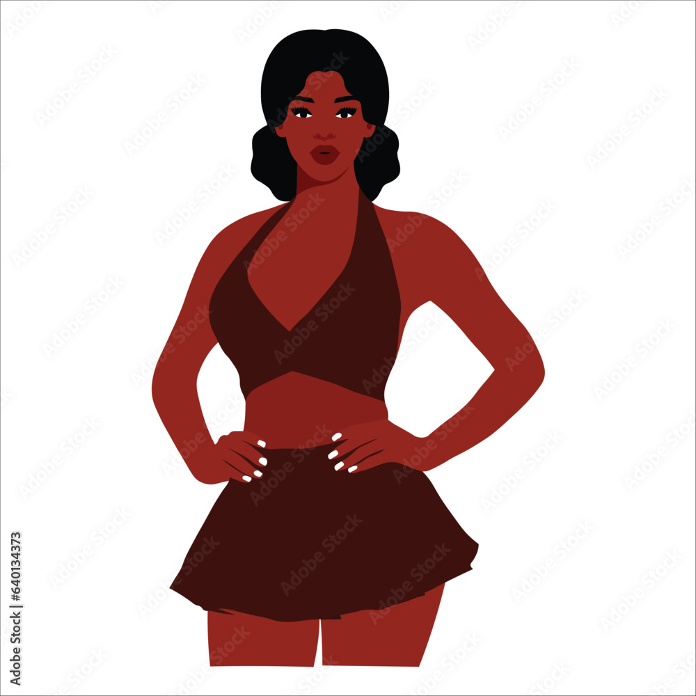 Stylish black woman in elegant art style vector Stylish black woman in elegant art style vector