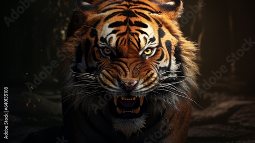 Bengal tiger face close up wild animal picture Ai generated art © Protap Biswas