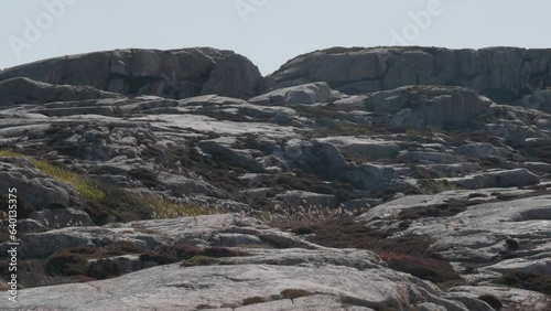 Rocky coastal nature reserve in Bohuslan, Sweden, Pan Shot photo