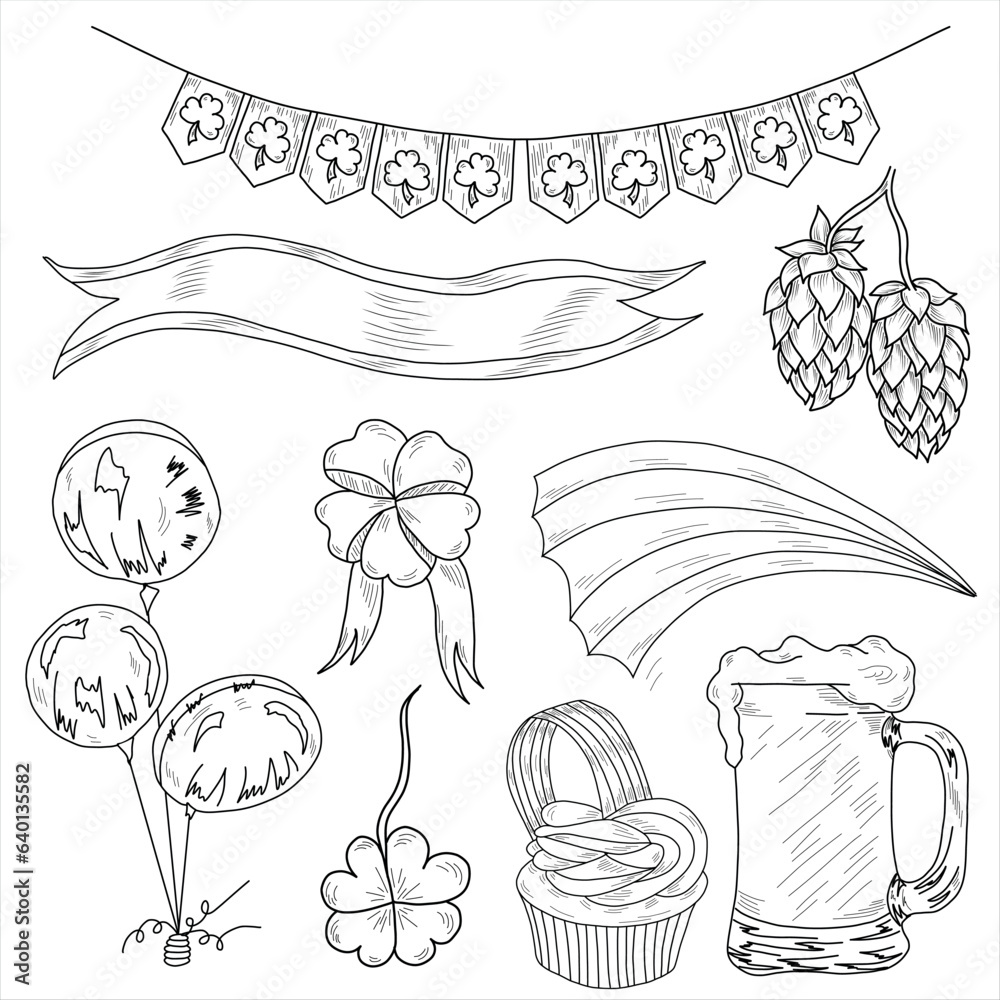 Naklejka premium St. Patrick's Day. St. Patrick's Day vector design elements set.