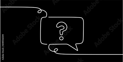 Continuous line drawing. Speech bubbles isolated on black background For mobile app and social media. Vector illustration. One line drawing.	
