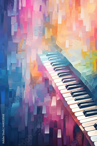 Music poster with colorful abstract piano keyboard