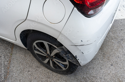 Paint scratches on a bumper of the car 01 photo