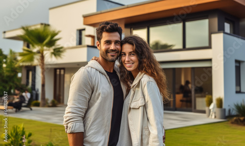 Homeownership Dreams: Husband and Wife in Front of New Home © Bartek