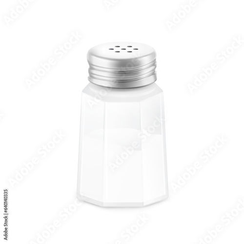 Realistic salt shaker mockup. Vector illustration isolated on white background, ready and simple to use for your design. ESP10.