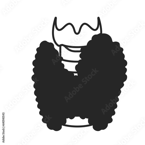 Enlarged thyroid gland lobe icon. Goiter lump swelling. Thyroid hormones function imbalance. Endocrine system disease. Hyperthyroidism and hypothyroidism. Isolated linear vector illustration.