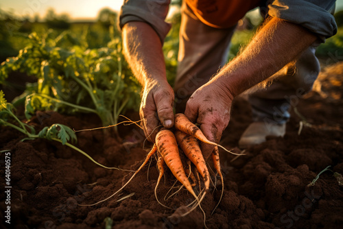 harvesting carrots with hands, generative ai