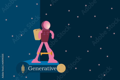 Astronaut in Abstract of AI Generative Technology for the future.