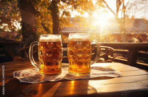 Glasses of beer at the beer festival