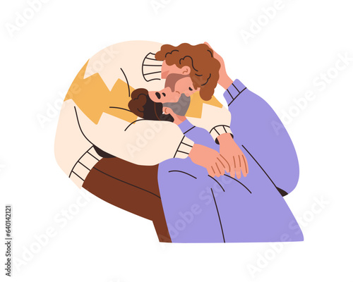 LGBT men kissing. Gay love couple. Male lovers passion. Young homosexual guys in passionate romantic relationships. Sweet valentines foreplay. Flat vector illustration isolated on white background