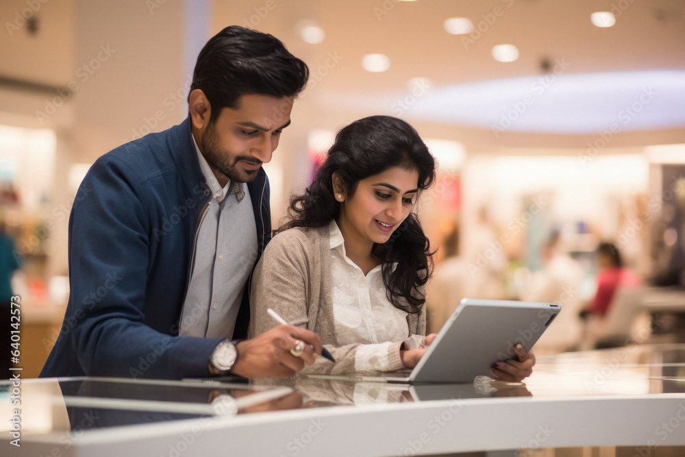 Young indian couple doing shopping together Young indian couple doing shopping together
