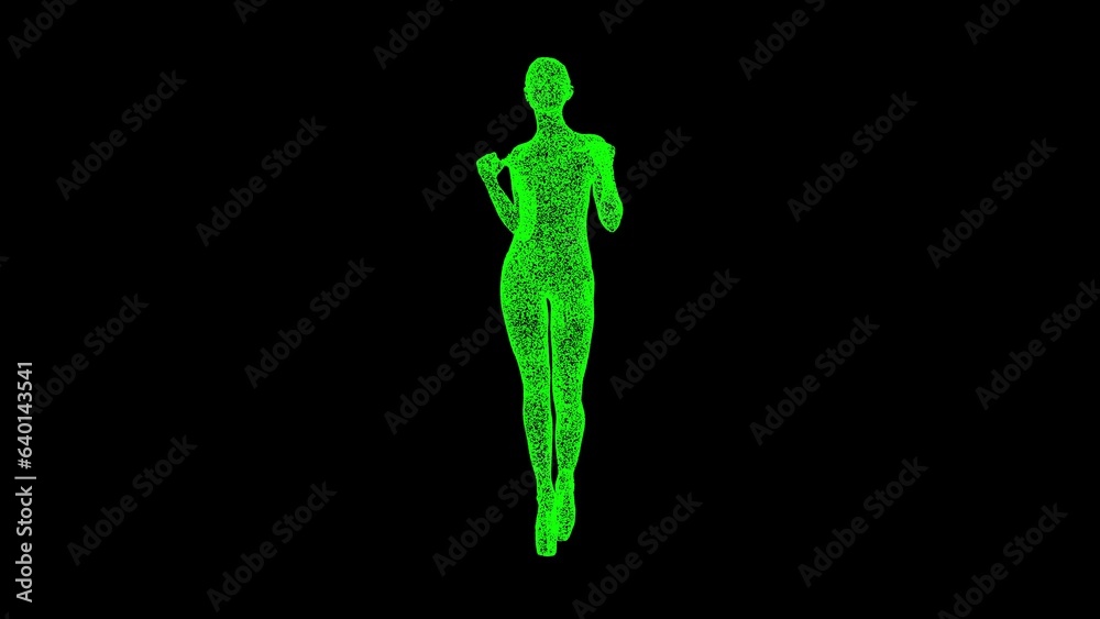 3D Fashion model on black bg. Relax concept. Business advertising backdrop. For title, text, presentation. 3d animation.