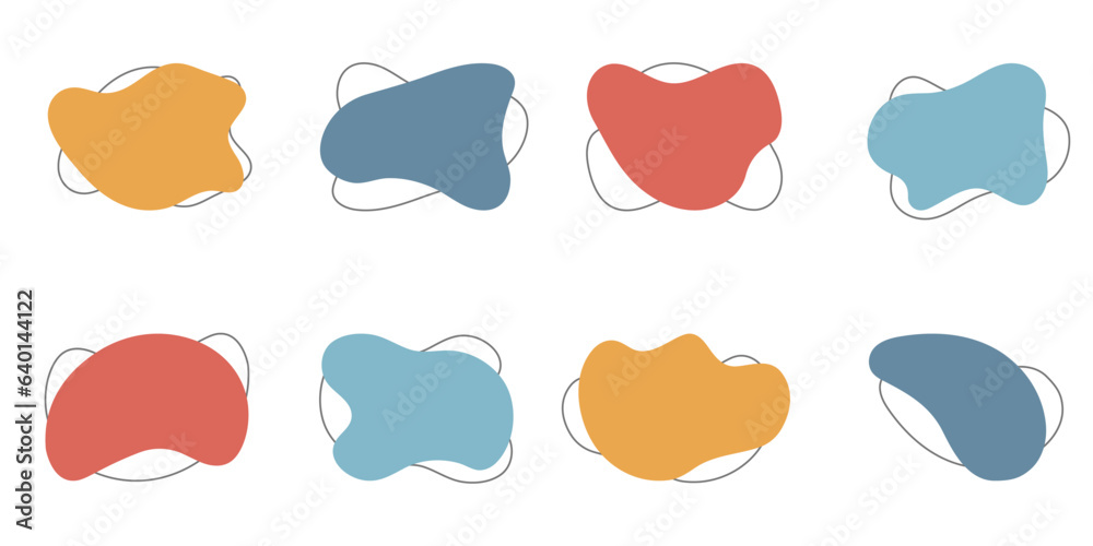 Organic Blob Set On White Background. Fluid Amorphous Color Shape Collection. Irregular Random Form. Blotch Liquid Round. Asymmetric Dynamic Bubbles. Isolated Vector Illustration Organic Blob Set On White Background. Fluid Amorphous Color Shape Collection. Irregular Random Form. Blotch Liquid Round. Asymmetric Dynamic Bubbles. Isolated Vector Illustration