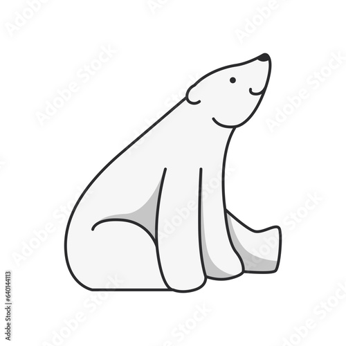 Sitting polar bear icon in outline style isolated on white background. Vector illustration.