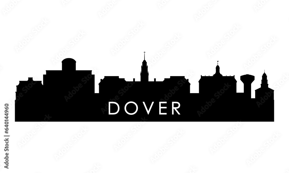 Dover skyline silhouette. Black Dover city design isolated on white background.