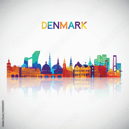 Denmark skyline silhouette in colorful geometric style. Symbol for your design. Vector illustration.