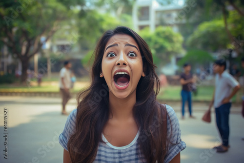 Indian girl giving shocking and unbelievable expression