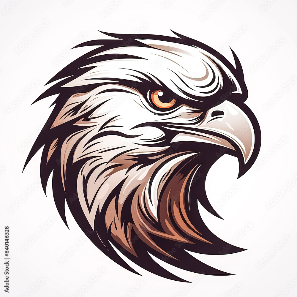 Fototapeta premium Minimalist flat logo with eagle, generative AI.