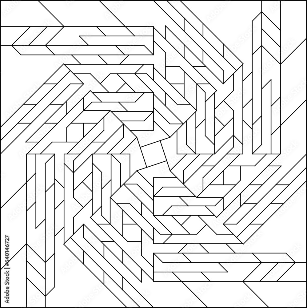 Easy Coloring Pages for Adults. Coloring Page of geometric abstract tile pattern. EPS 8. #724