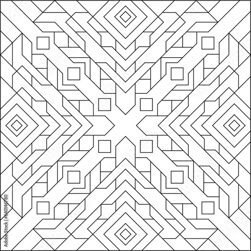 Easy Coloring Pages for Adults. Coloring Page of geometric abstract tile pattern. EPS 8. #727