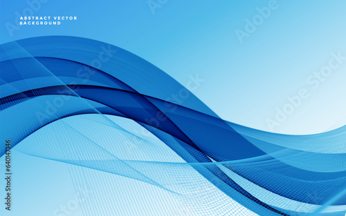 Blue gradient wavy background. Smooth gradient background vector