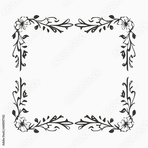 Vector square frame vintage. Floral design elements for monograms  invitations  frames  menus  labels  and websites. Graphic elements for caf   and retail catalogs and brochures