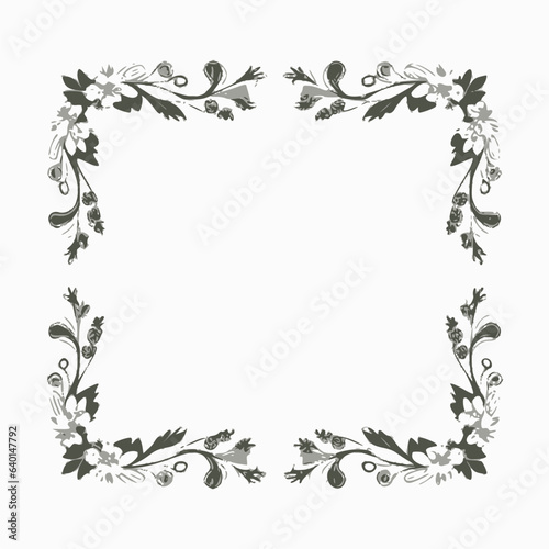 Vector square frame vintage. Floral design elements for monograms, invitations, frames, menus, labels, and websites. Graphic elements for café and retail catalogs and brochures