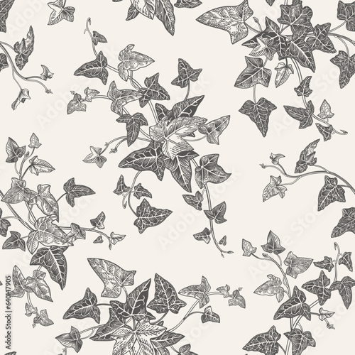 Wallpaper Mural Floral seamless pattern with ivy branches