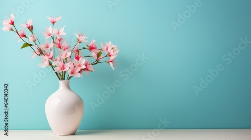Vase with beautiful flowers. Generative AI