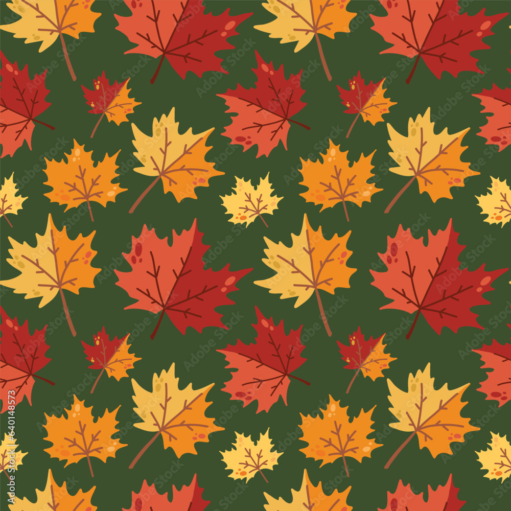cute vector autumn background with leaves