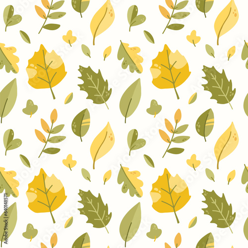 cute vector botanical background with leaves