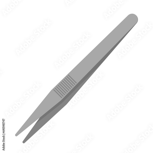 stainless steel tweezer flat vector illustration clipart isolated on white background