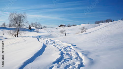 Winter landscape with tracks 
