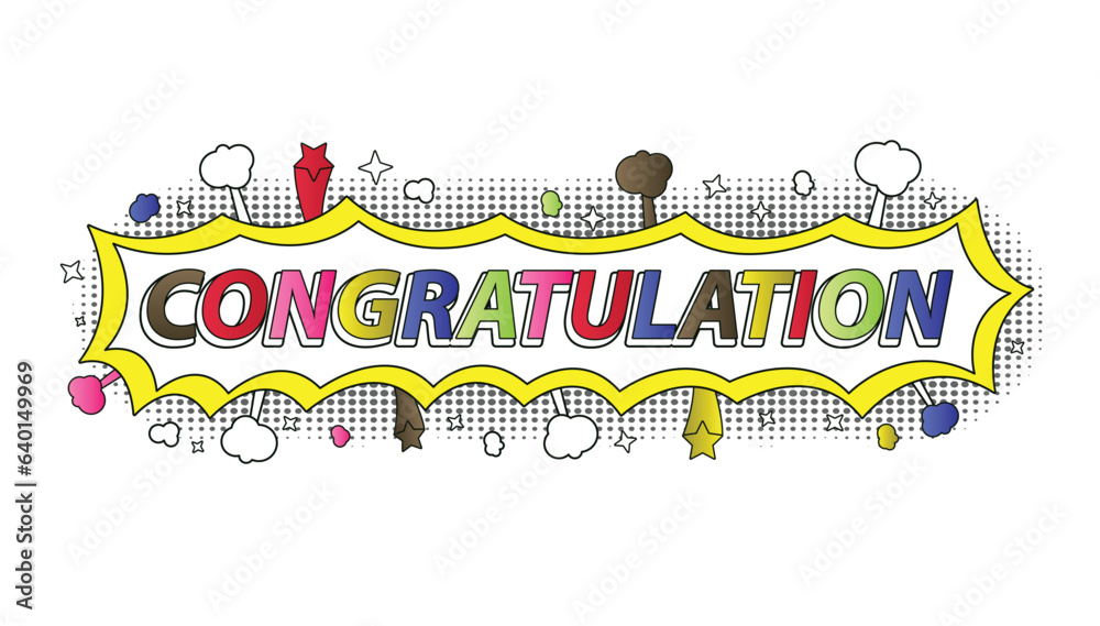 congratulation comic cartoon boom vector for greeting card and others