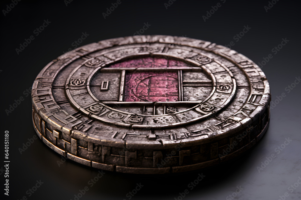Obraz premium Ancient lucky coin on a black background. 